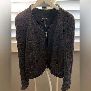 Isabel Marant Charcoal Tweed Blazer with leather trim size 1